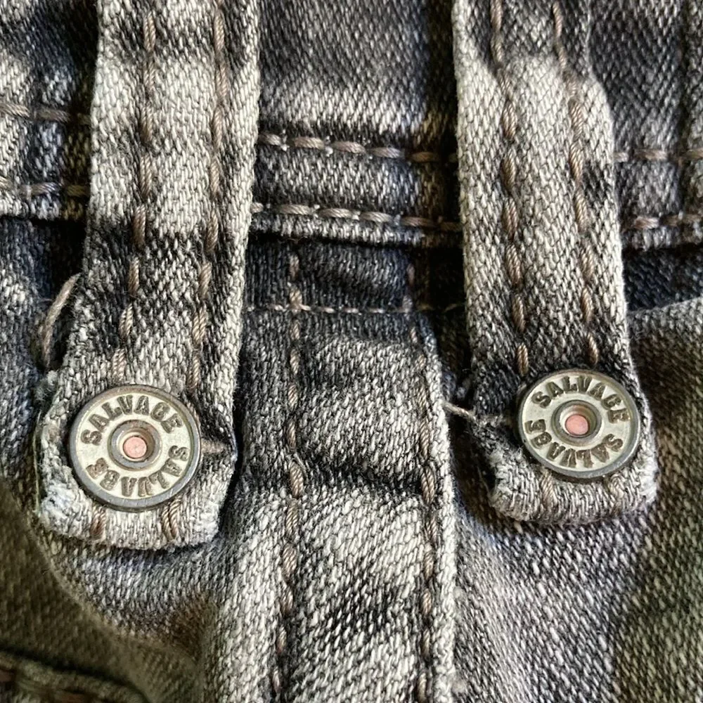 Men’s Jeans Size 31S Salvage Supply Co For Buckle Gray Washed Denim with Flaw